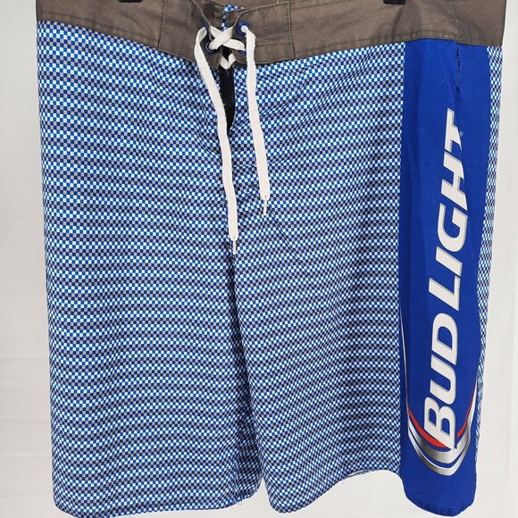 Bud Light Board Shorts Other - Bud Light Board Shorts Men's 36 Swim Trunks Spell Out Surf Beach Blue Outdoor